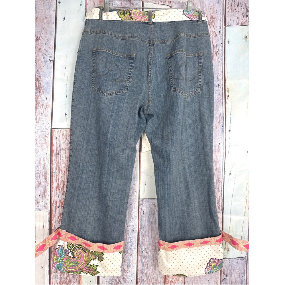 VTG JL New York Bohemian Paisley Cuff Sash Belt Cropped Wide Leg Size 14 Women - Picture 4 of 9